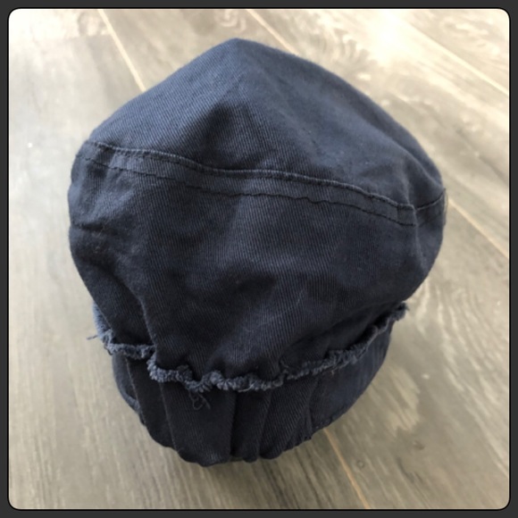 Navy Blue Button Accent Baker Boy Hat - Picture 5 of 6